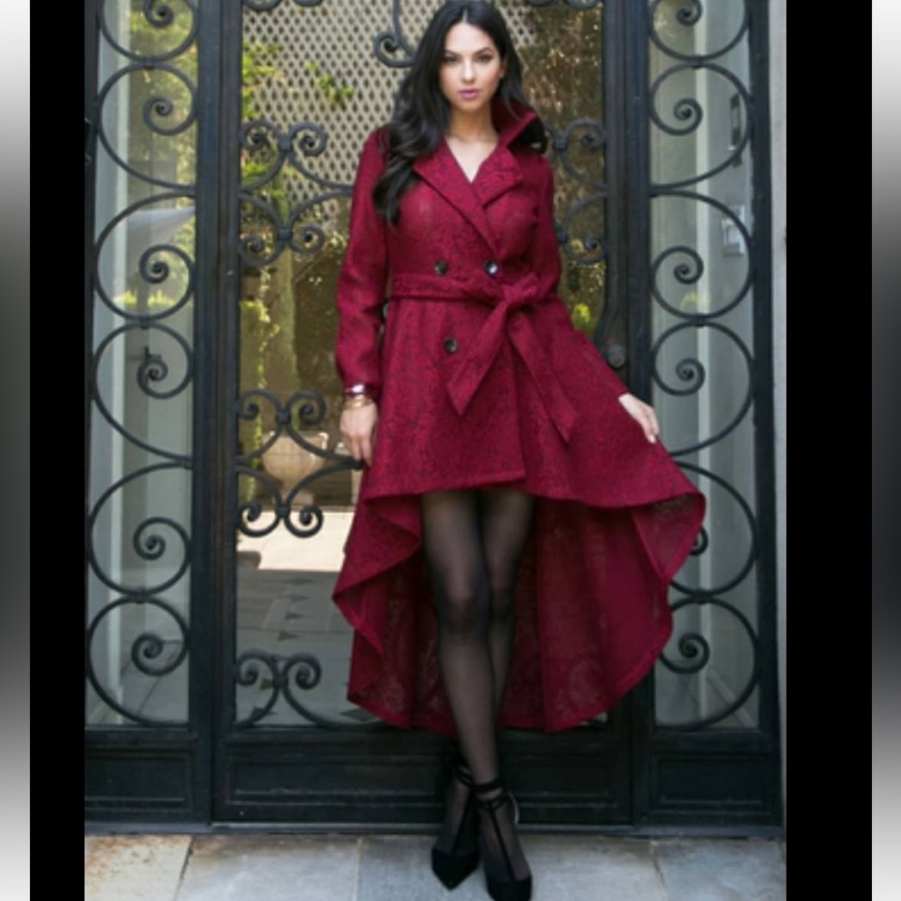 Red Belted Trench Coat | Dress Size S/M